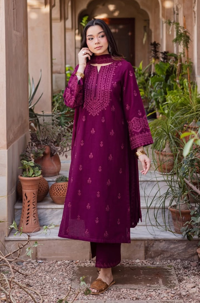 Batik - 3PC Dhanak Embroidered Shirt with Dhanak Embroidered Dupatta and Trouser - RF1423 Royal Pret