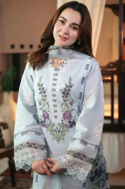 Jade - 3PC Lawn Embroidered Shirt with Printed Chiffon Dupatta (Unstitched) - RF1319 Royal Pret
