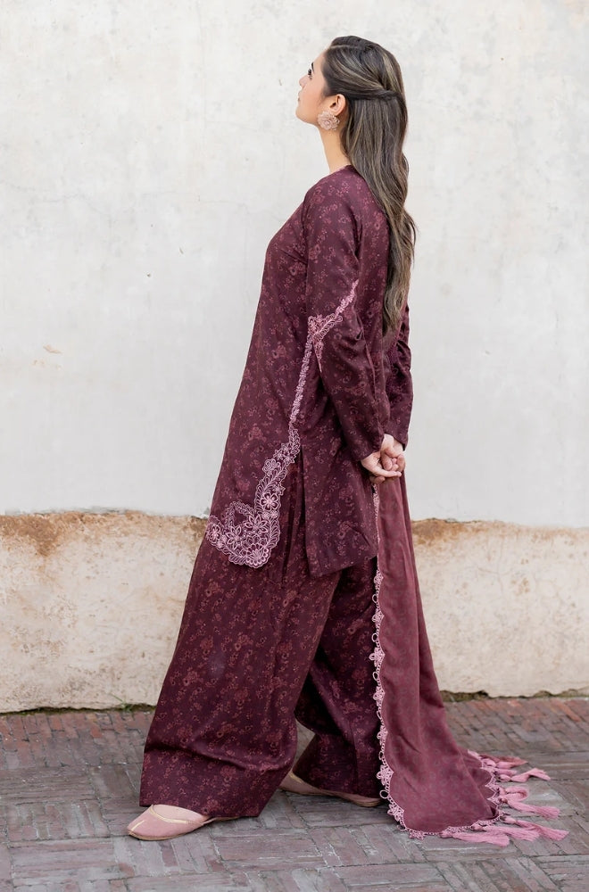 Baroque - 3PC Unstitched Printed Khaddar Shirt with Printed Khaddar Dupatta and Trouser - RF1242