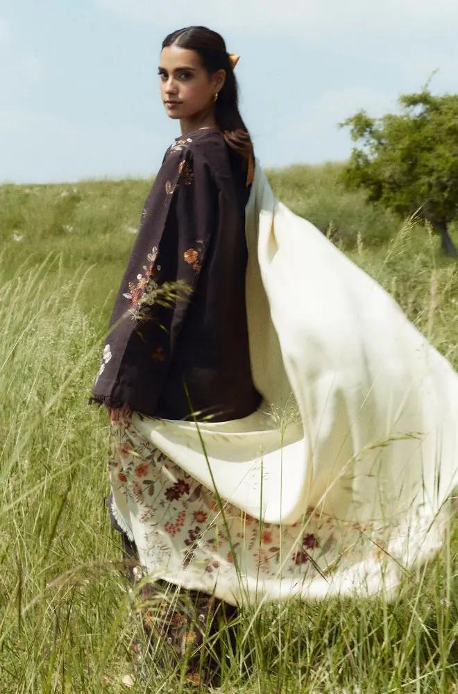 Zara Shah Jahan - 3PC Unstitched Dhanak Embroidered Shirt with Printed Pashmina Shawl and Trouser - RF1264 Royal Pret