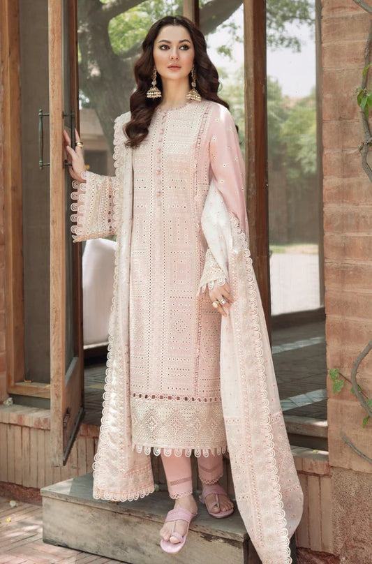 Jazmin - 3PC Lawn Embroidered Shirt with Embroidered Khadi Net Dupatta (Unstitched) - RF1020