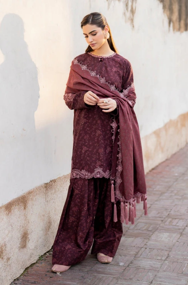 Baroque - 3PC Unstitched Printed Khaddar Shirt with Printed Khaddar Dupatta and Trouser - RF1242