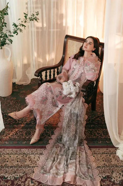 Jade - 3PC Lawn Embroidered Shirt with Printed Chiffon Dupatta (Unstitched) - RF1320 Royal Pret