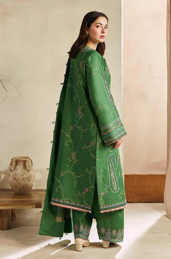 Zara Shah Jahan - 3PC Unstitched Dhanak Embroidered Shirt with Digital Printed Dupatta and Embroidered Trouser - RF1137