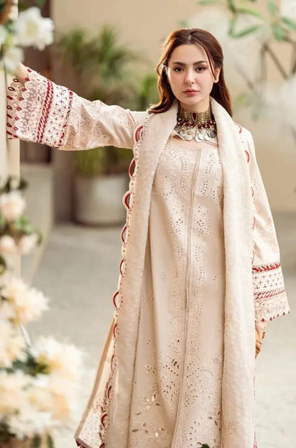 3PC Lawn Embroidered Shirt with Embroidered Slub Net Dupatta (Unstitched) - RF1327 Royal Pret