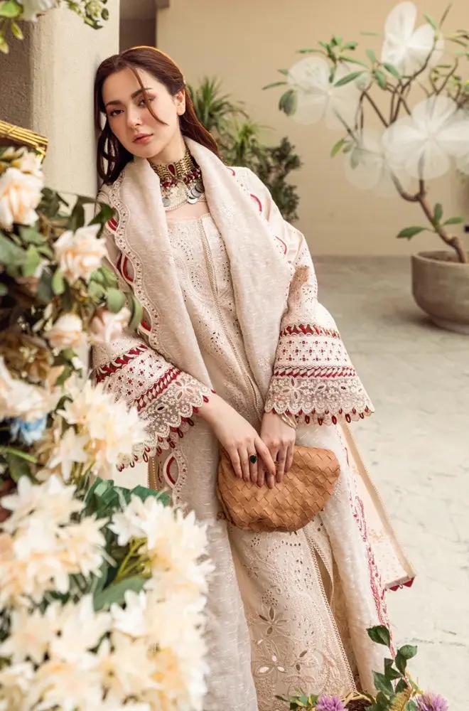 3PC Lawn Embroidered Shirt with Embroidered Slub Net Dupatta (Unstitched) - RF1327 Royal Pret