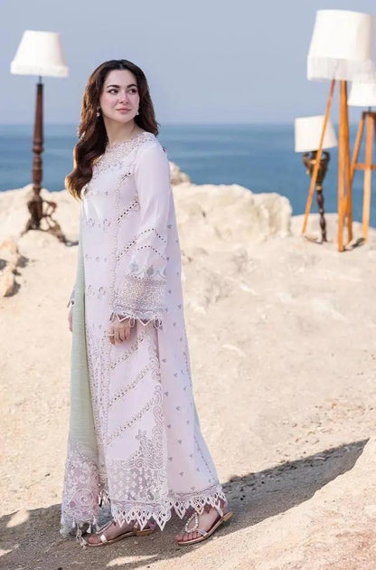 3PC Unstitched Lawn Chicken Kari Embroidered Shirt with Embroidered Slub Net Dupatta - RF1042 royalpret