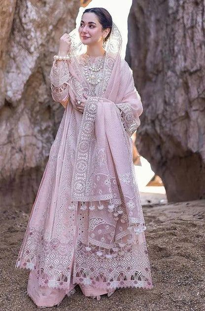 3PC Unstitched Lawn Heavy Embroidered Shirt with Embroidered Khaddi Net Dupatta - RF1037 royalpret