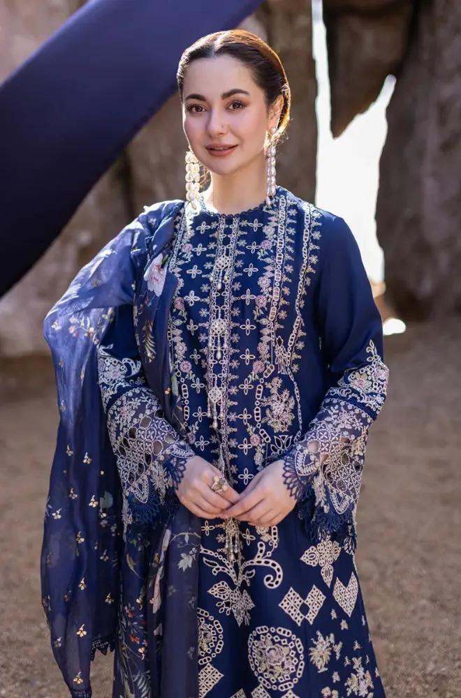 3PC Unstitched Lawn Heavy Embroidered Shirt with Printed Slub Net Dupatta - RF1118 royalpret