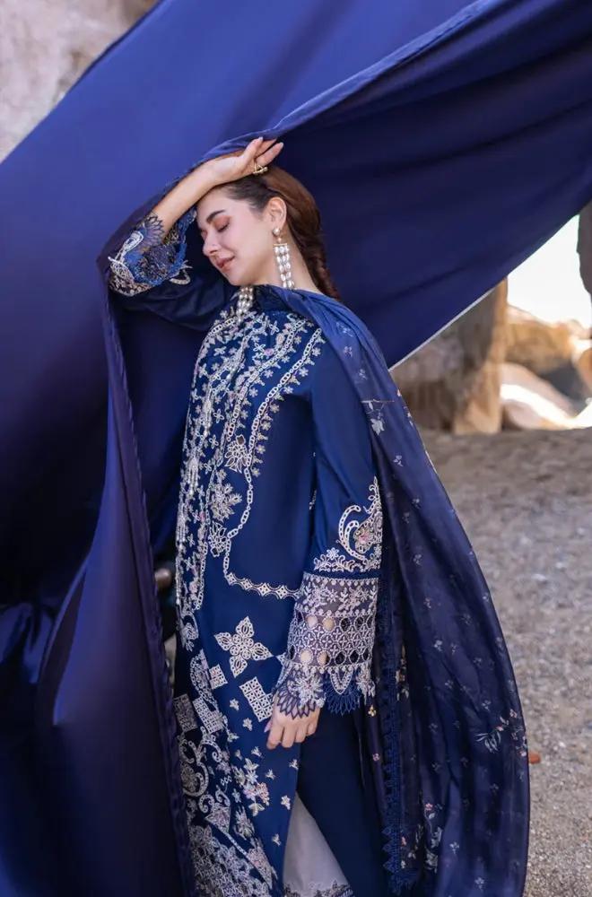 3PC Unstitched Lawn Heavy Embroidered Shirt with Printed Slub Net Dupatta - RF1118 royalpret