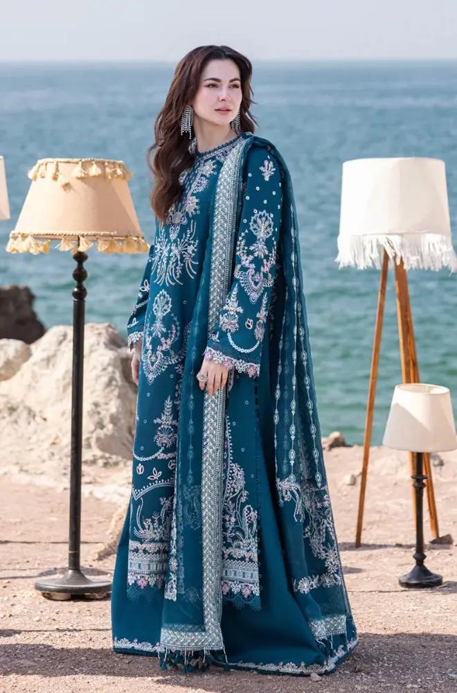 3PC Unstitched Lawn Heavy Embroidered Shirt with Printed and Embroidered Khaddi Net Dupatta - RF1119 royalpret