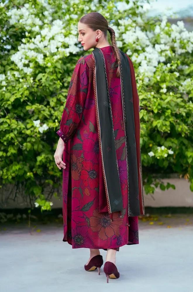 Baroque - 3PC Unstitched Printed Khaddar Shirt with Printed Khaddar Dupatta and Trouser - RF1270 Royal Pret