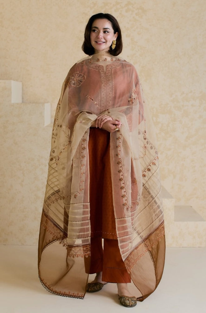 Mishkaa - 3PC Lawn Embroidered Shirt with Printed Chiffon Dupatta (Unstitched) - RF1333