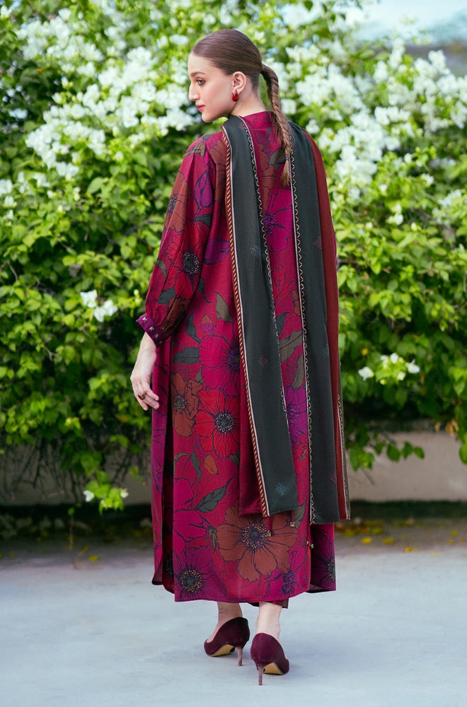 Baroque - 3PC Unstitched Printed Khaddar Shirt with Printed Khaddar Dupatta and Trouser - RF1270