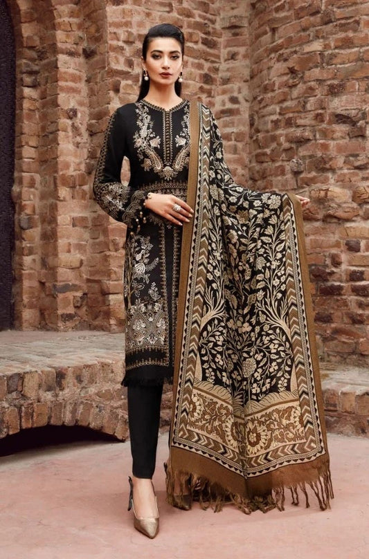 Maria B - 3PC Unstitched Dhanak Embroidered Shirt with Digital Printed Dupatta and Trouser - RF1196