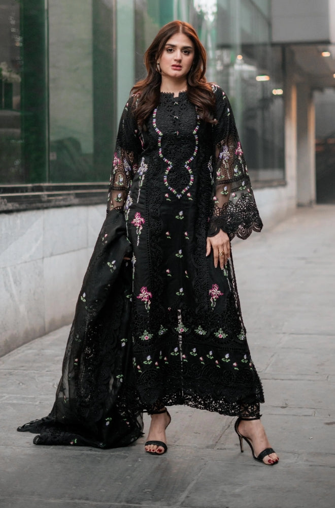 Aneelas - 3PC Lawn Embroidered Chicken Kari Shirt with Embroidered Khaddi Net Dupatta (Unstitched) - RF1328