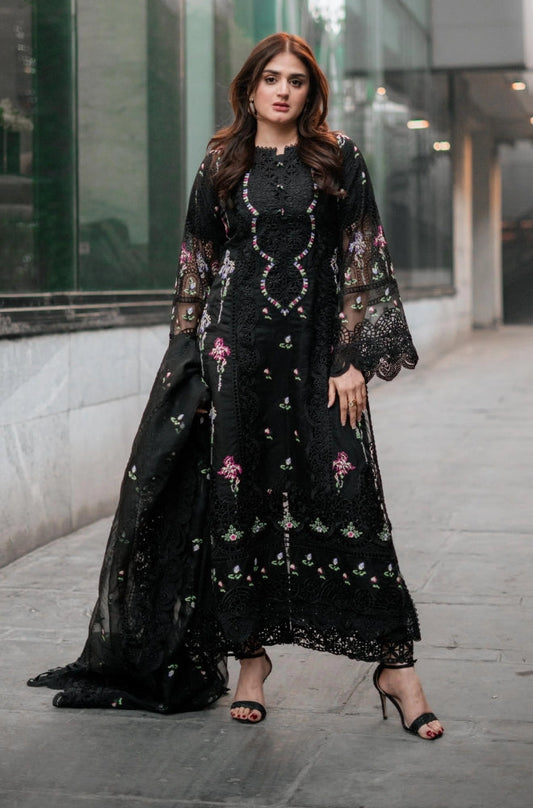 Aneelas - 3PC Lawn Embroidered Chicken Kari Shirt with Embroidered Khaddi Net Dupatta (Unstitched) - RF1328