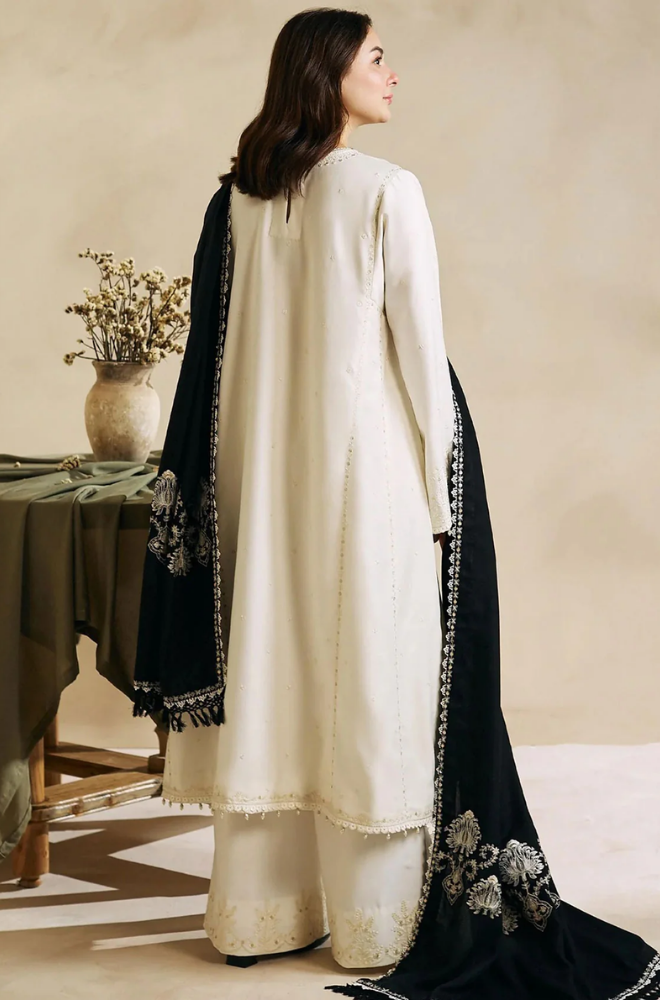 Zara Shah Jahan - 3PC Unstitched Dhanak Sequence Embroidered Shirt with Sequence Embroidered Dupatta and Trousers - RF1138