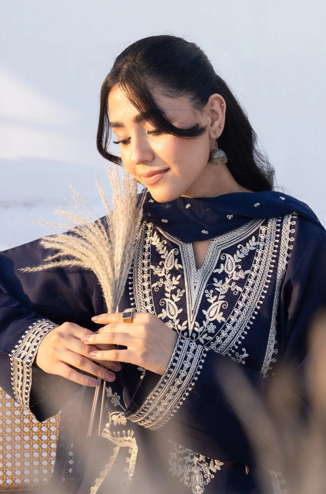 Rozana - 3PC Lawn Embroidered Shirt with Embroidered Chiffon Dupatta (Unstitched) - RF1329