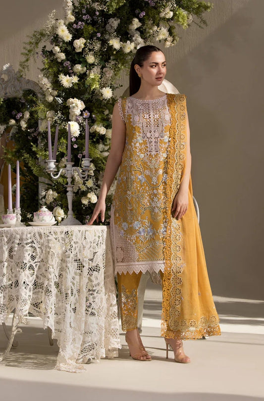 Sobia Nazir - 3PC Lawn Embroidered Shirt with Embroidered Chiffon Dupatta (Unstitched) - RF1346