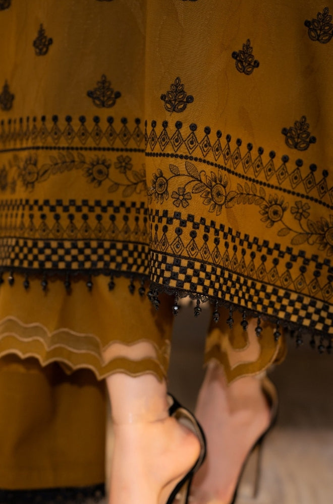 Libaas - 3PC Unstitched Dhanak Embroidered Shirt with Dhanak Embroidered Dupatta and Trouser - RF1289