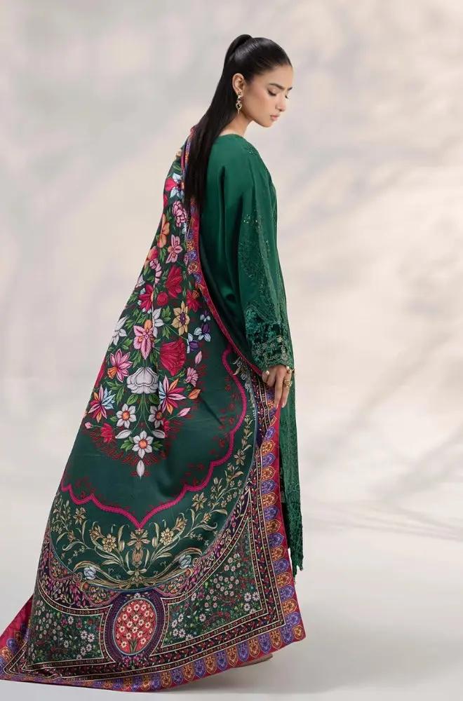 Maria B - 3PC Unstitched Lawn Sequence Embroidered Shirt with Chiffon Dupatta - RF1278 Royal Pret
