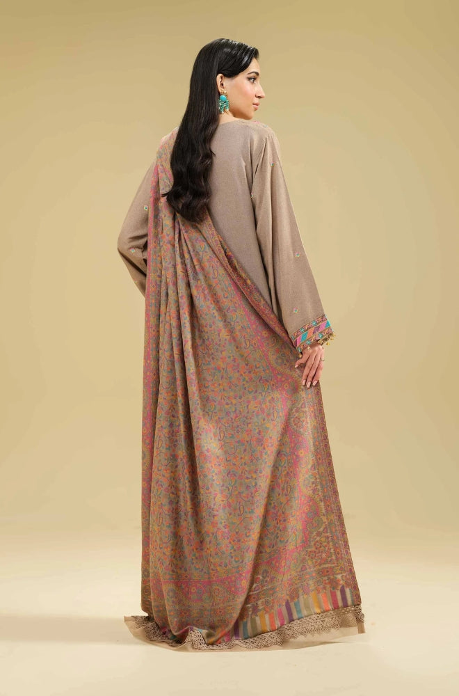 Nishat - 3PC Unstitched Dhanak Embroidered Shirt with Printed Shawl - RF1296