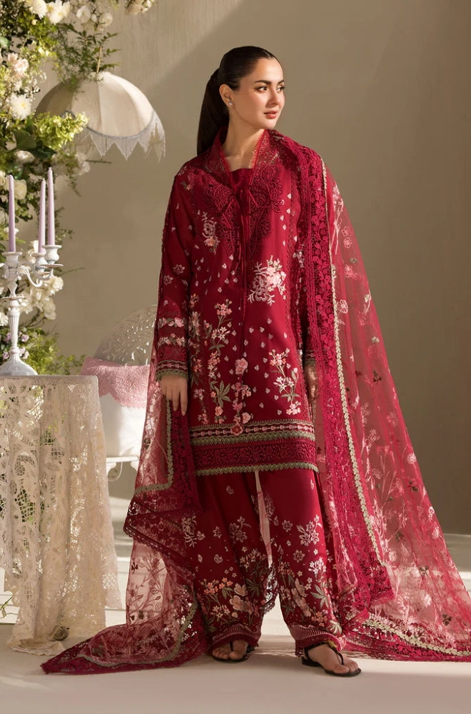 Sobia Nazir - 3PC Lawn Embroidered Shirt with Embroidered Chiffon Dupatta (Unstitched) - RF1347
