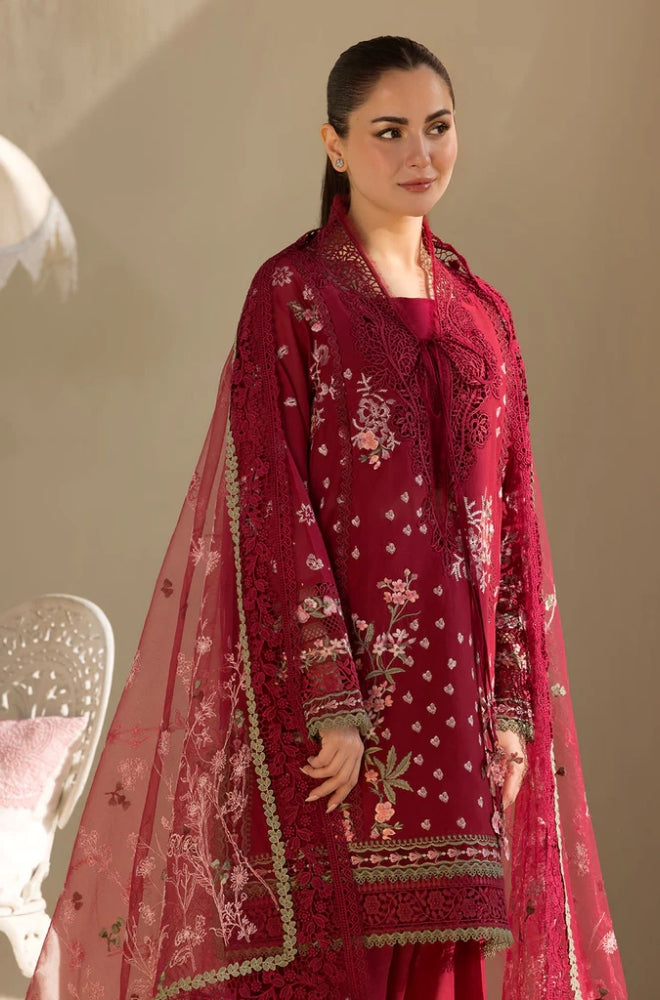 Sobia Nazir - 3PC Lawn Embroidered Shirt with Embroidered Chiffon Dupatta (Unstitched) - RF1347