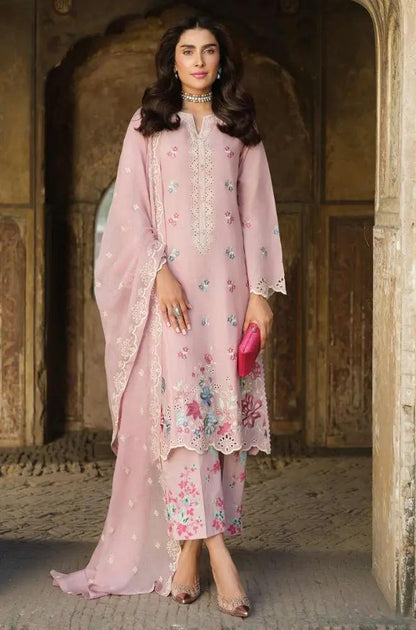 Lime Light - 3PC Lawn Embroidered Shirt with Embroidered Chiffon Dupatta (Unstitched) - RF1348 Royal Pret