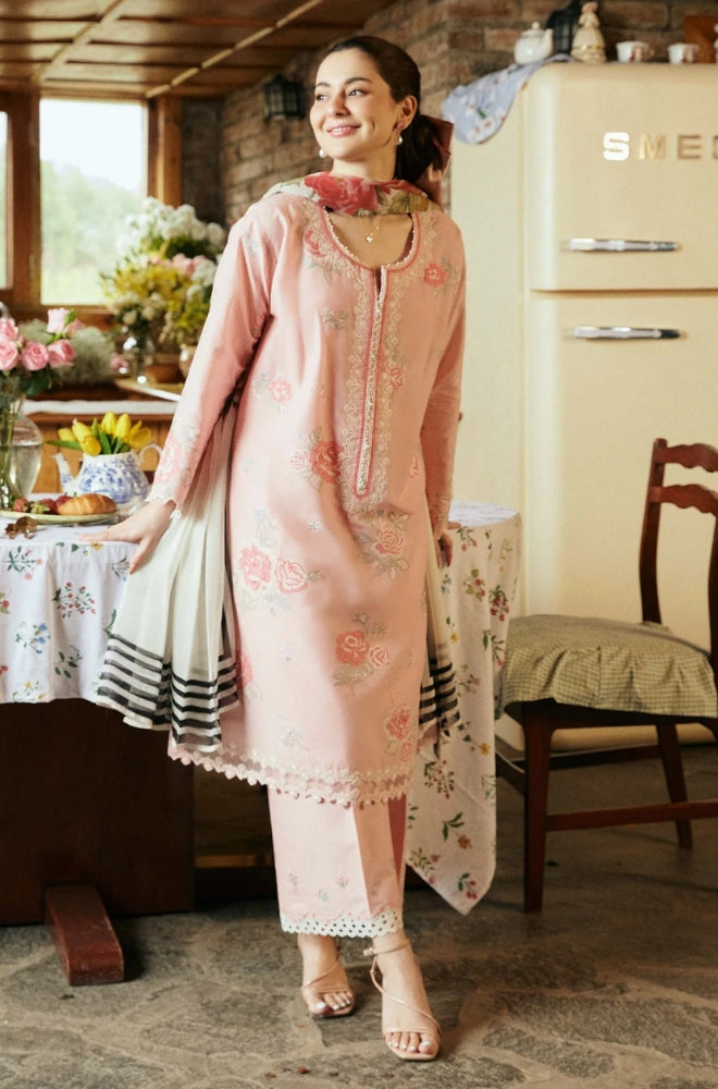 Zara Shah Jahan - 3PC Unstiched Lawn Embroidered Shirt With Slub Net Dupatta - RF1096