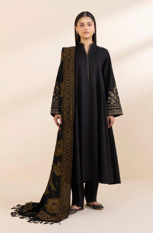 Sapphire - 3PC Unstitched Khaddar Sequence Embroidered Shirt with Digital Printed Dupatta and Trouser - RF1292