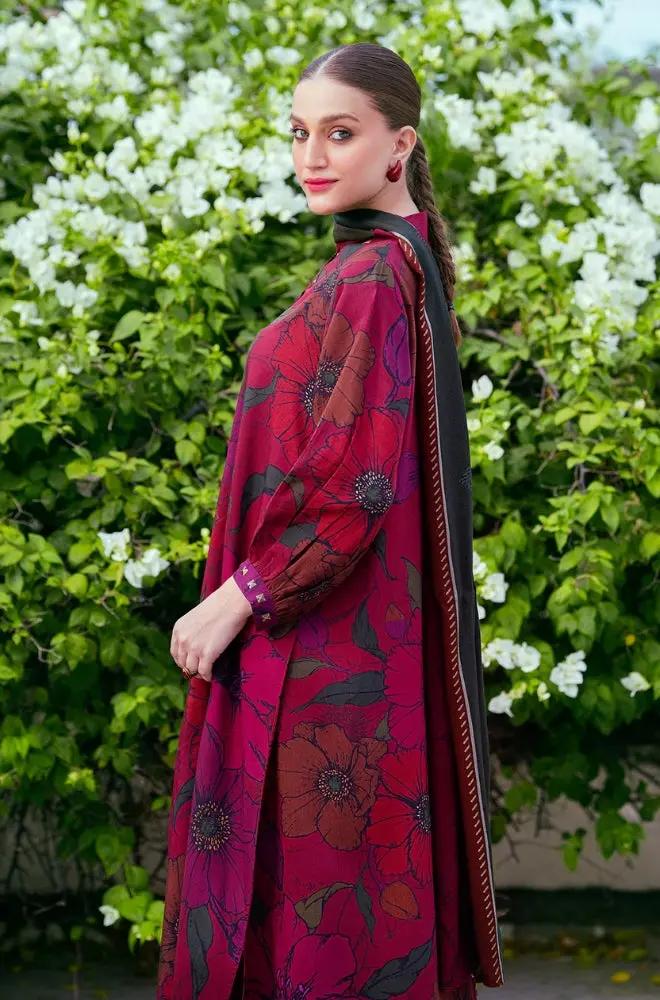 Baroque - 3PC Unstitched Printed Khaddar Shirt with Printed Khaddar Dupatta and Trouser - RF1270 Royal Pret