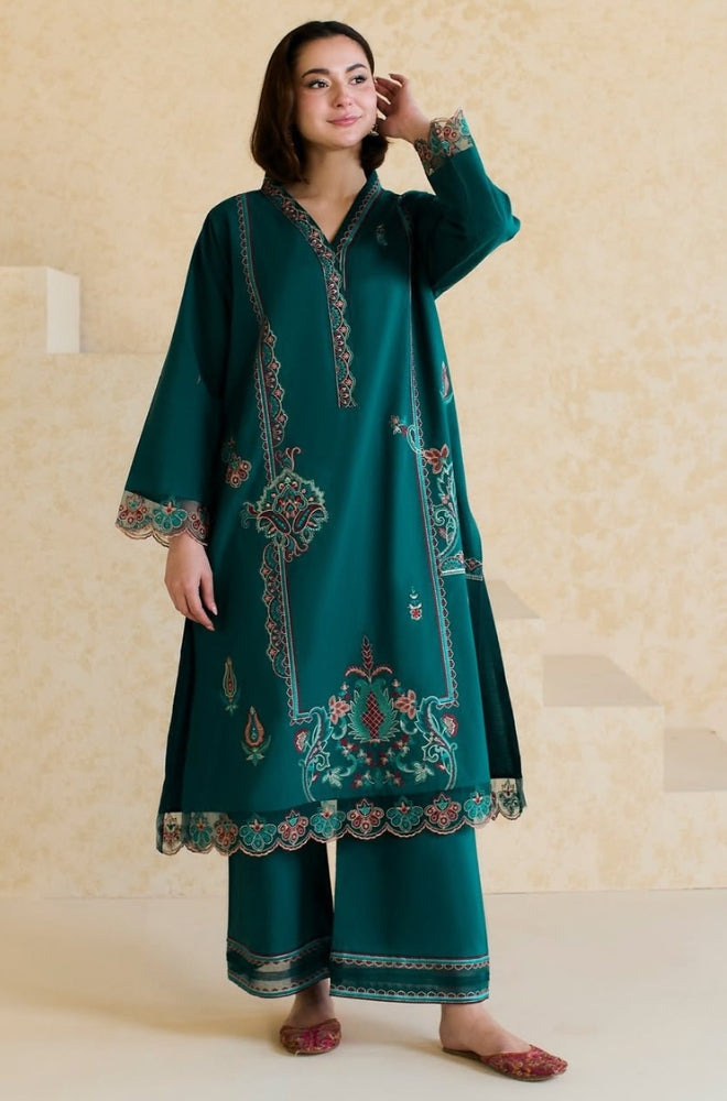 Mishkaa - 2PC Lawn Embroidered Shirt with Embroidered Patched Trouser (Unstitched) - RF1359