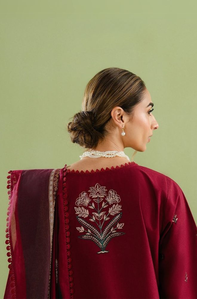 Beechtree - 3PC Lawn Embroidered Shirt with Printed Slub Dupatta (Unstitched) - RF1349