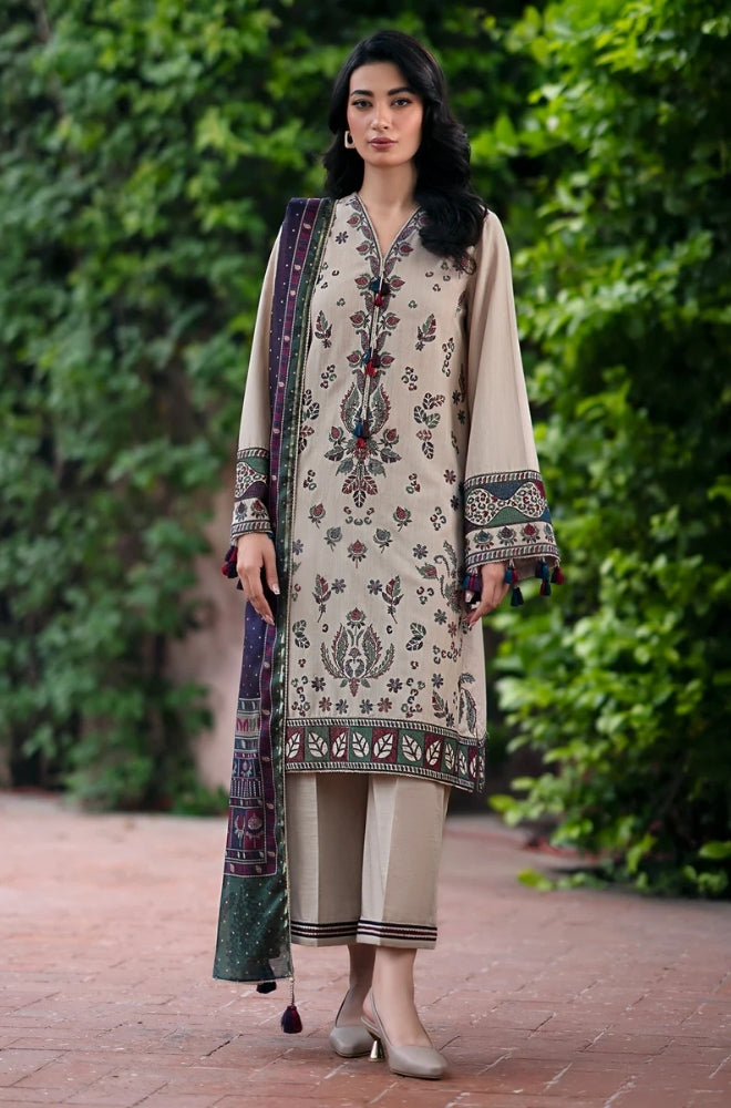 Jazmin - 3PC Unstitched Dhanak Embroidered Shirt with Pashmina Shawl and Trouser - RF1180