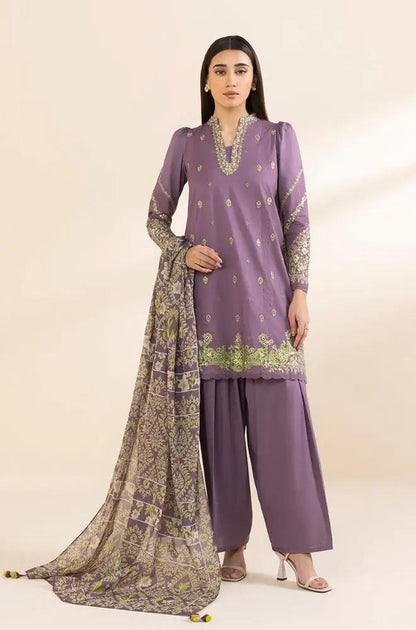 Sapphire - 3PC Lawn Embroidered Shirt with Printed Chiffon Dupatta (Unstitched) - RF1350 Royal Pret