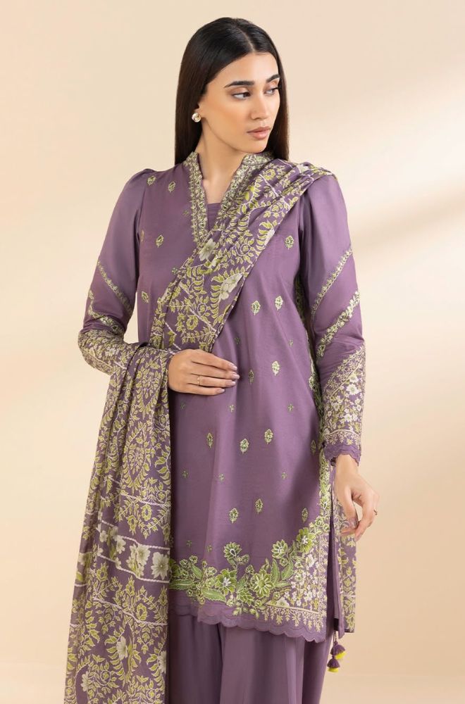 Sapphire - 3PC Lawn Embroidered Shirt with Printed Chiffon Dupatta (Unstitched) - RF1350