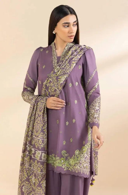 Sapphire - 3PC Lawn Embroidered Shirt with Printed Chiffon Dupatta (Unstitched) - RF1350 Royal Pret