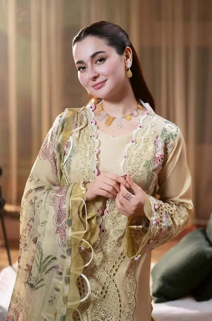 Jade - 3PC Lawn Embroidered Shirt with Printed Chiffon Dupatta (Unstitched) - RF1351 Royal Pret