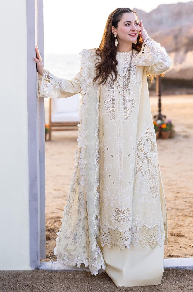 Qalamkaar - 3PC Lawn Embroidered Shirt with Printed and Embroidered Khadi Net Dupatta (Unstitched)- RF1041
