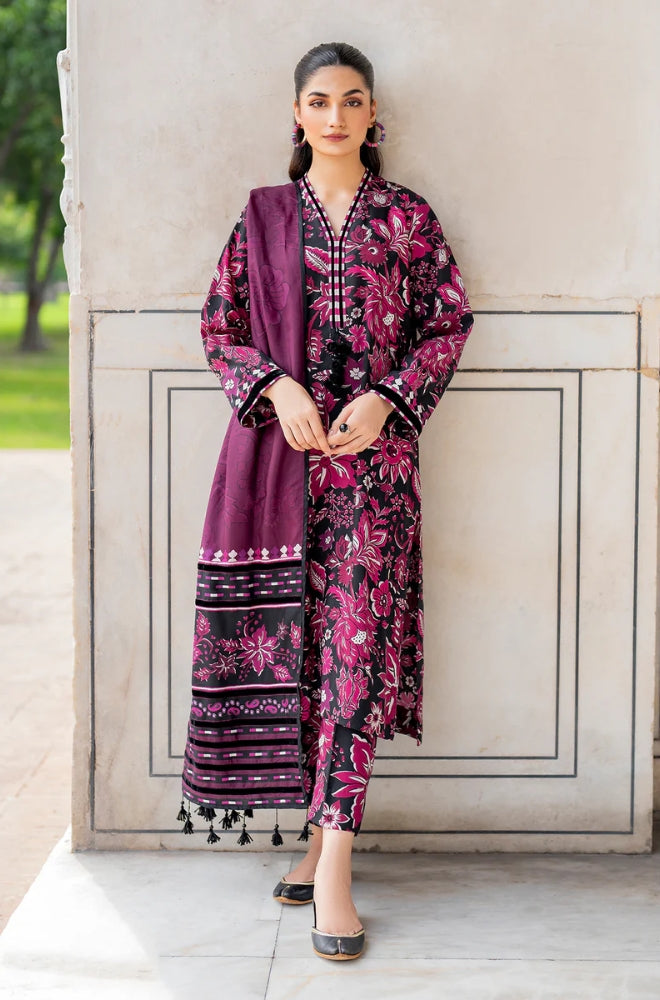 Baroque - 3PC Unstitched Printed Khaddar Shirt with Printed Khaddar Dupatta and Trouser - RF1201