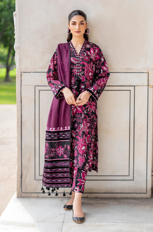 Baroque - 3PC Unstitched Printed Khaddar Shirt with Printed Khaddar Dupatta and Trouser - RF1201