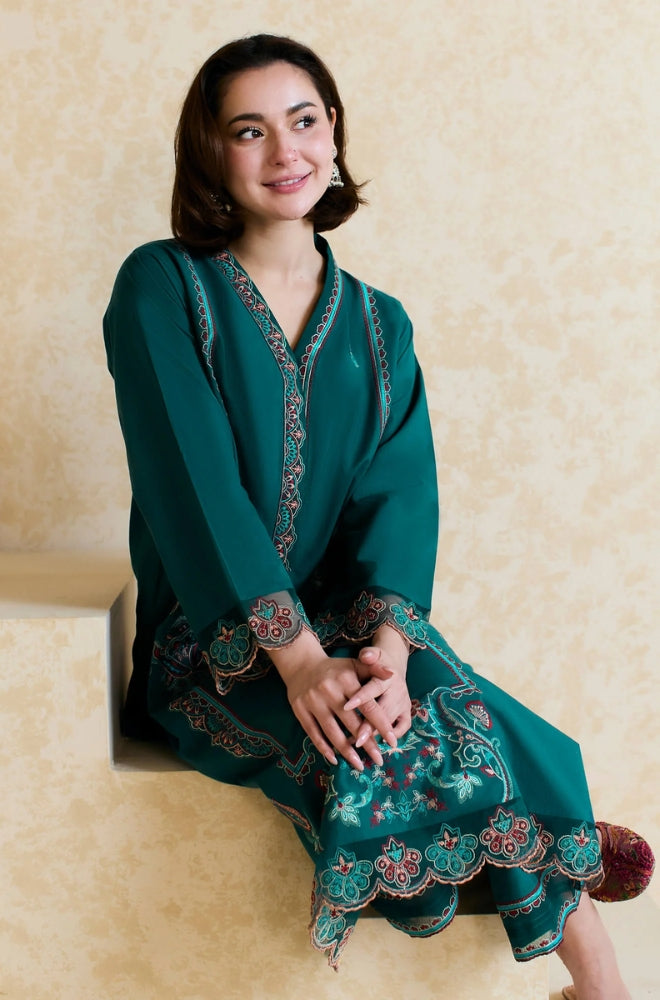Mishkaa - 2PC Lawn Embroidered Shirt with Embroidered Patched Trouser (Unstitched) - RF1359