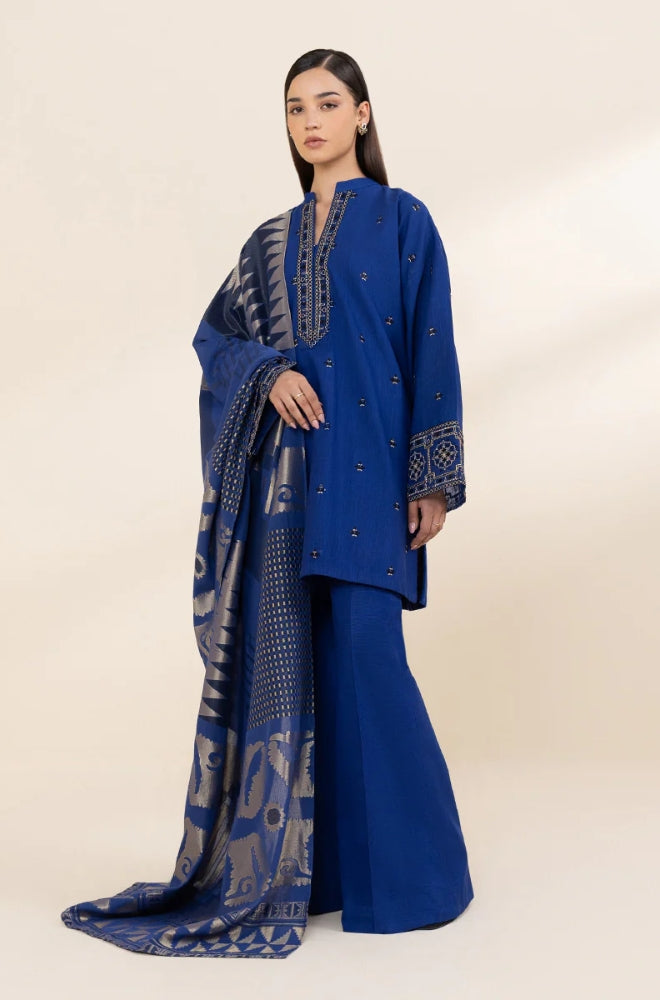 Sapphire - 3PC Unstitched Khaddar Embroidered Front with Digital Printed Dupatta and Trouser - RF1275