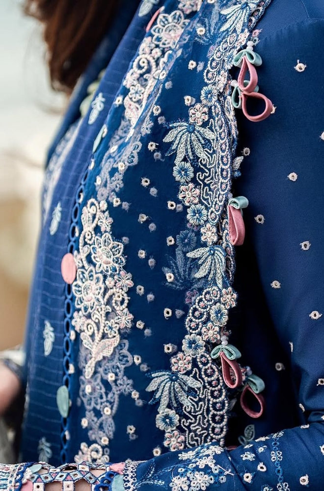 Qalamkaar - 3PC Lawn Embroidered Shirt with Embroidered Chiffon Dupatta (Unstitched) - RF1305