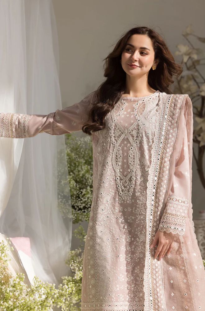 Sobia Nazir - 3PC Lawn Embroidered Shirt with Embroidered Organza Dupatta (Unstitched) - RF1355