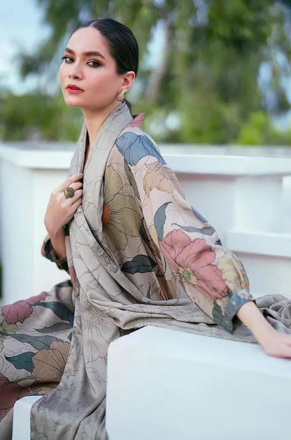 Baroque - 3PC Unstitched Printed Khaddar Shirt with Printed Khaddar Dupatta and Trouser - RF1271 Royal Pret