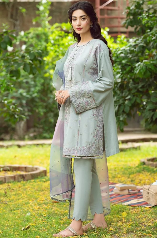Jazmin - 3PC Lawn Embroidered Shirt with Printed Organza Dupatta - RF0722
