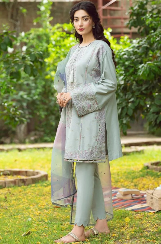 Jazmin - 3PC Lawn Embroidered Shirt with Printed Organza Dupatta - RF0722